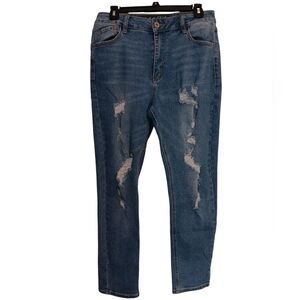 MAZY Women's Size 11/12 High Rise Distressed Blue Jeans